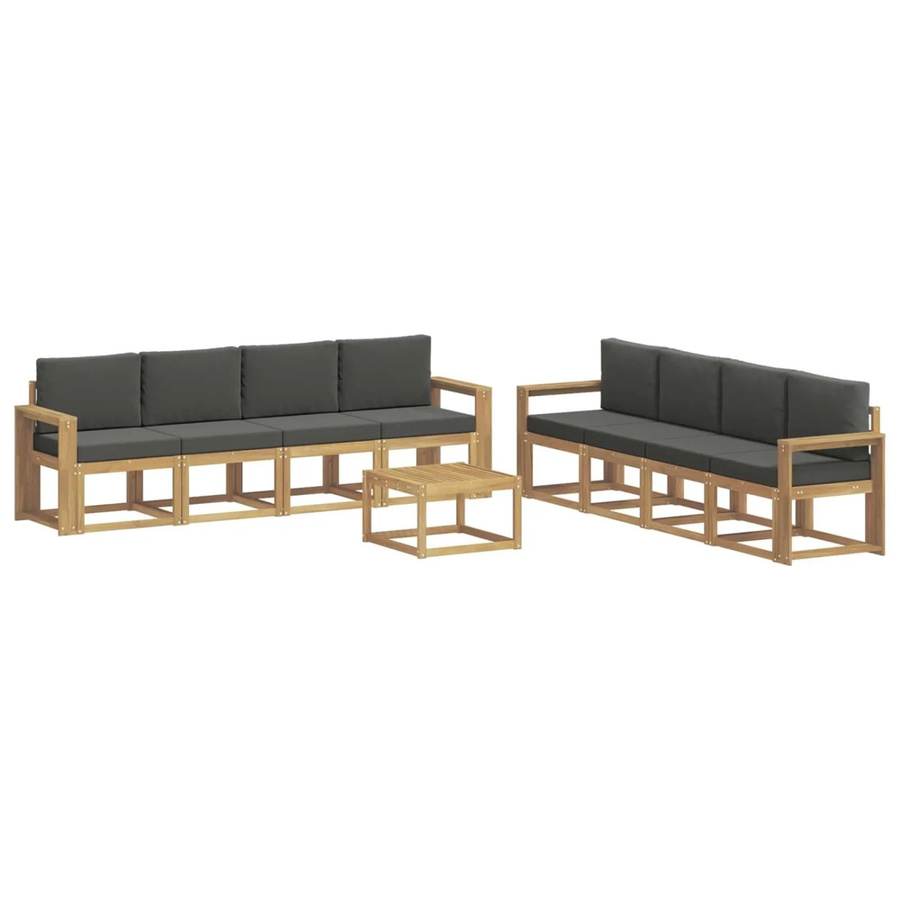 vidaXL Outdoor-Sofagarnitur aus Akazienholz mit Kissen, 9-teilig, Weiß und Anthrazit - Bild 2