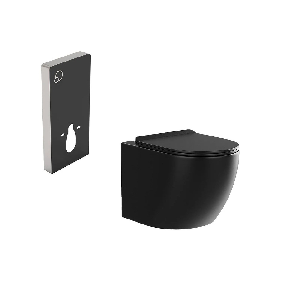 Vente-unique Hänge-WC aus Keramik in Schwarz, Breite: 36 cm - Bild 2