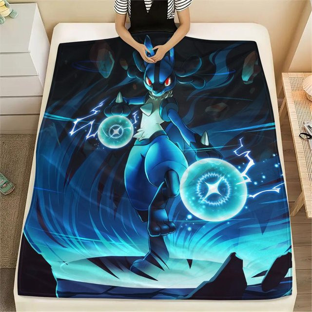 DayByDayLove Flanelldecke Lucario 2 Print in Blau, B/B: 80 x 120 cm - Bild 1