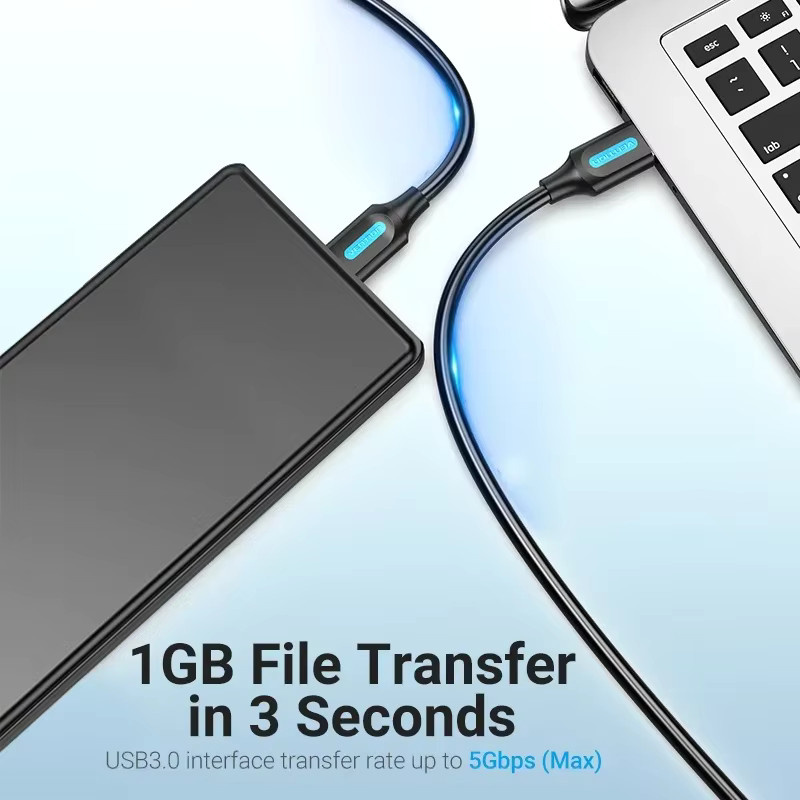 Vention Micro USB 3.0 Datenkabel Schwarz 2A Schnellladegerät - Bild 2