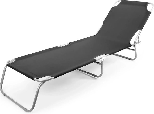 BigDean Sonnenliege klappbar Schwarz mit 4-fach verstellbarer Rückenlehne und Oxford-Gewebe, belastbar bis 150 kg - Bild 1