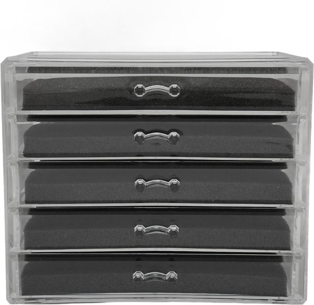 Aimo Schmuckschubladen-Aufbewahrungsbox aus Acryl mit 5 Schubladen in Schwarz und Transparent - Bild 1