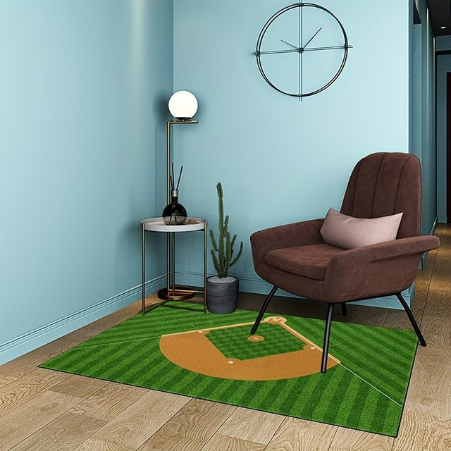 VIKAMA Baseball Field Design Teppich, mehrfarbig, maschinenwaschbar, B/T: 160 x 120 cm - Bild 1