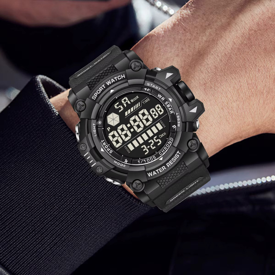 FOXBOX Digitaluhr, Herren, Silikonarmband, Schwarz, 30 ATM - Bild 3