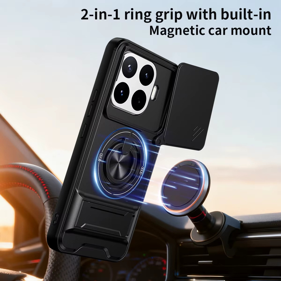 Stoßfeste Schutzhülle für Xiaomi 17T Pro und Xiaomi 17T mit drehbarem Kameraschutzring und Ständer in Schwarz - Bild 3