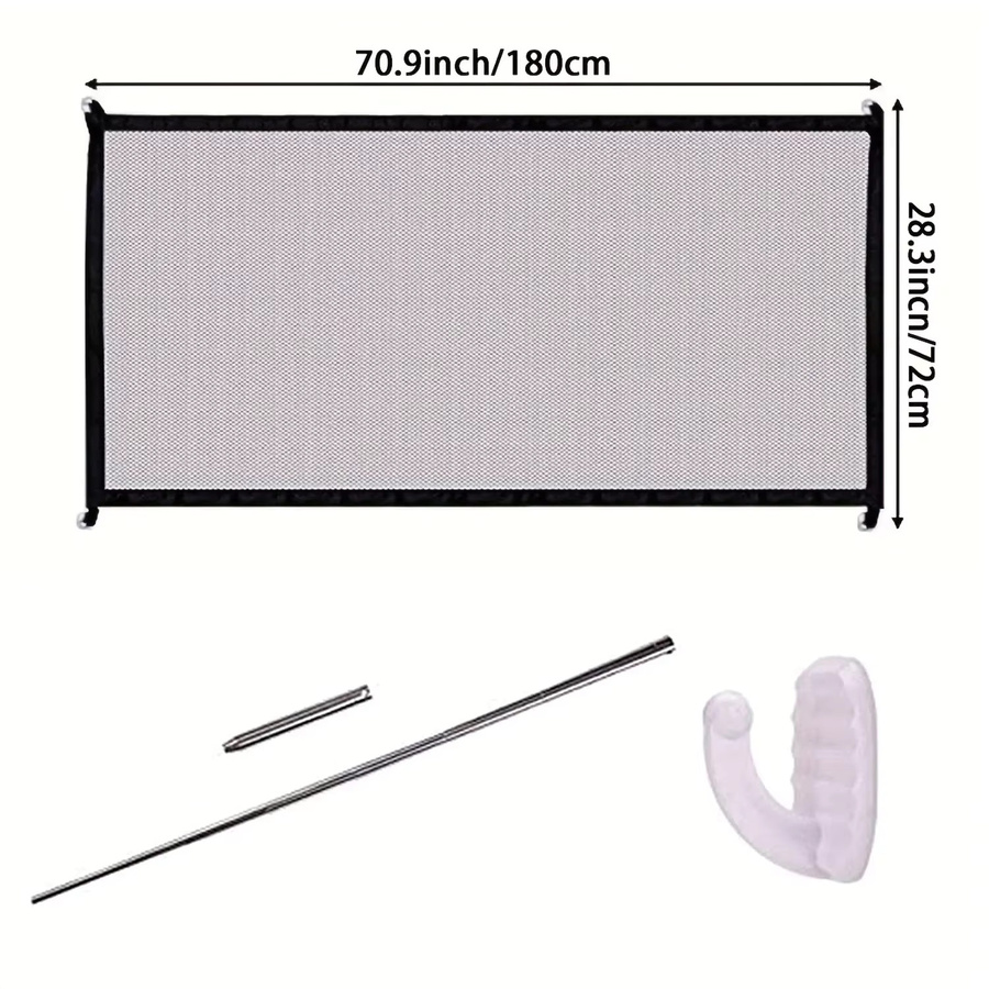 Einziehbare Babyzaun-Barriere aus Nylon-Netz mit 4 Haken, faltbares und tragbares Sicherheitstor zur Haustier-Isolation - Bild 3