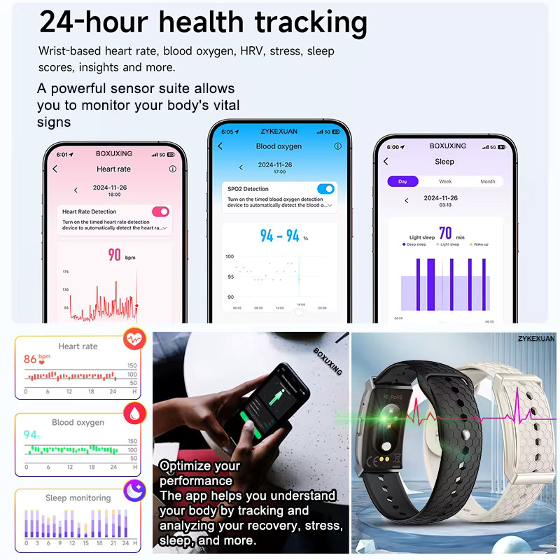 BOXUXING Smartwatch für Damen und Herren mit Herzfrequenzmessung, IP68 wasserdicht und Anruf-Erinnerung, Schwarz oder Weiß - Bild 3
