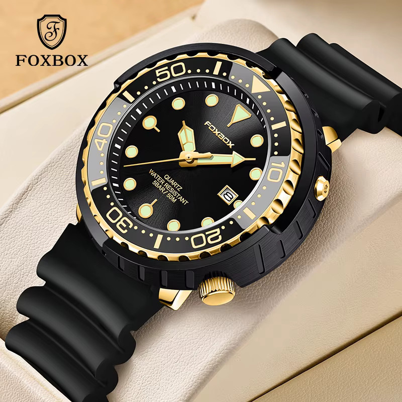 FOXBOX Armbanduhr, Quarz, Edelstahl, Blau, Silikon, Herren - Bild 2
