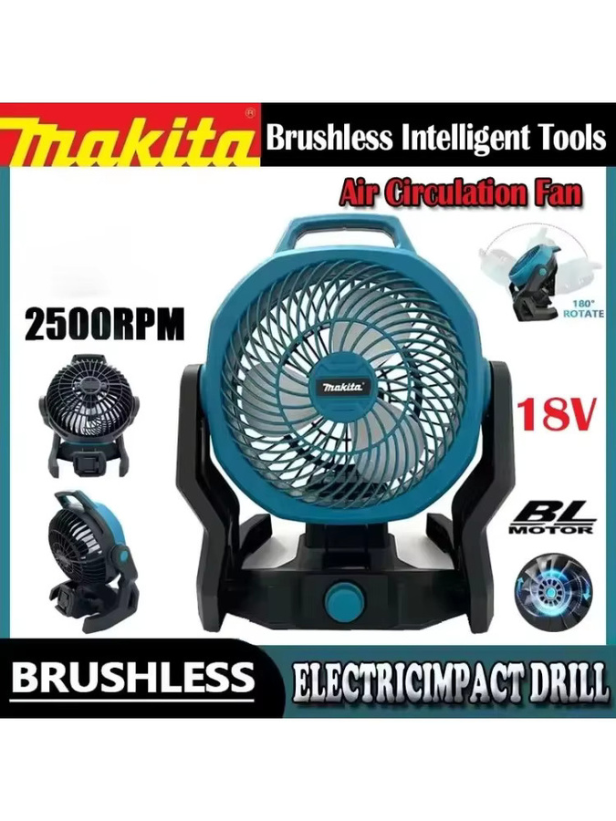 Makita Wiederaufladbarer Elektrischer Ventilator 18-20V Blau, Kabelloser Outdoor-Campingventilator mit 270 Grad Drehung - Bild 7