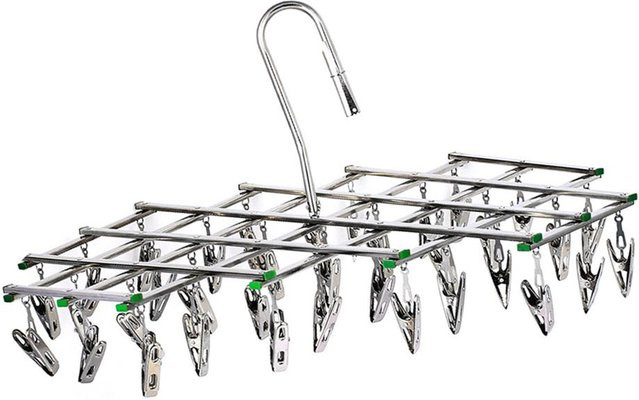 Wäscheständer von Yiran Furniture aus Edelstahl mit 35 Clips, zusammenklappbar und schwenkbar, Farbe: Grau/Silber - Bild 1