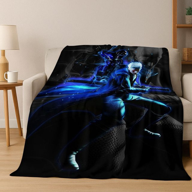 Faviora Flanelldecke D-Devil May Cry DMC Design mit Vergil und Dante in Blau, weiche Fleece Überwurfdecke für Kinder und Erwachsene - Bild 1