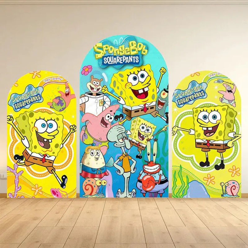Potdemiel SpongeBob Themen-Bogenhintergrund Ananas-Haus Fotografie-Dekoration für Kindergeburtstage, mehrfarbig, B/H: 120 x 50 cm - Bild 1