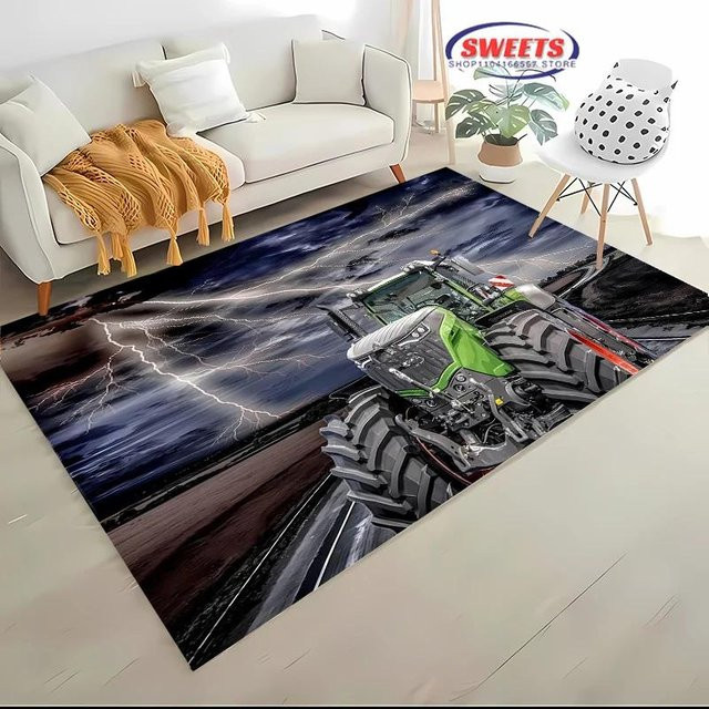 AISILK MOON Traktor-Musterteppich für Kinderzimmer und Wohnzimmer, rutschfest und waschbar, Mehrfarbig, B/T: 80 x 50 cm - Bild 1