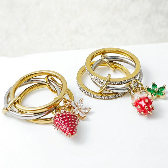 SMALING Ringe-Set Edelstahl, Spinell, Damen - Bild 1