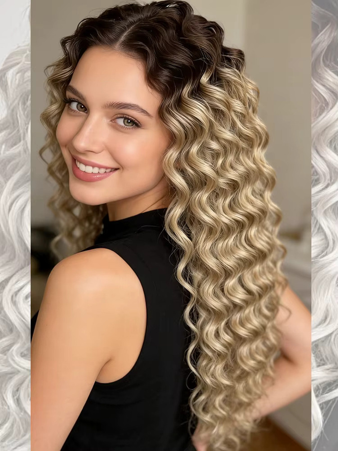 FREEDOM Deep Wave Braids Twist Crochet Hair, 20 Zoll, 300g, Ombre Braun Ingwer - Bild 3
