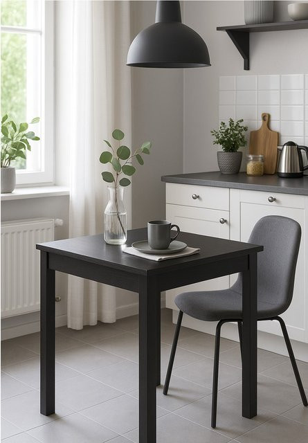 Möbel direkt online Auszugs-Esstisch modern in Schwarz und Buche, B/T/H: 67 x 60 x 75 cm (ausziehbar auf 127 cm) - Bild 1