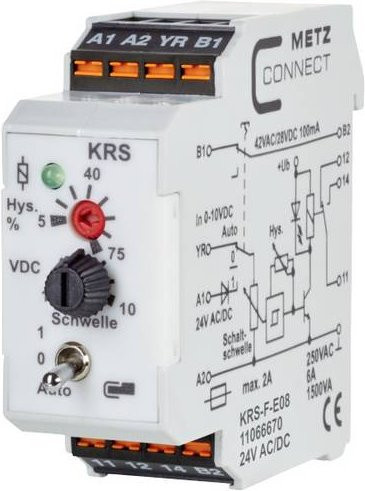 Metz Connect Schwellwertschalter 24 V/AC, 24 V/DC mit 1 Wechsler in Weiß - Bild 1