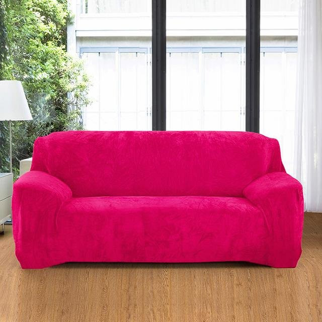 Levivel Samt Plüsch Sofabezug für Ecksofas, dehnbar und rutschfest, Farbe: Rosa, für 2-Sitzer (145-185 cm) - Bild 1