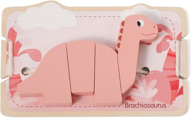 Binchi Outdoor Product Montessori Dinosaurier-Fädelspiel, Holzpuzzle, Rosa, ab 0 Jahre - Bild 1