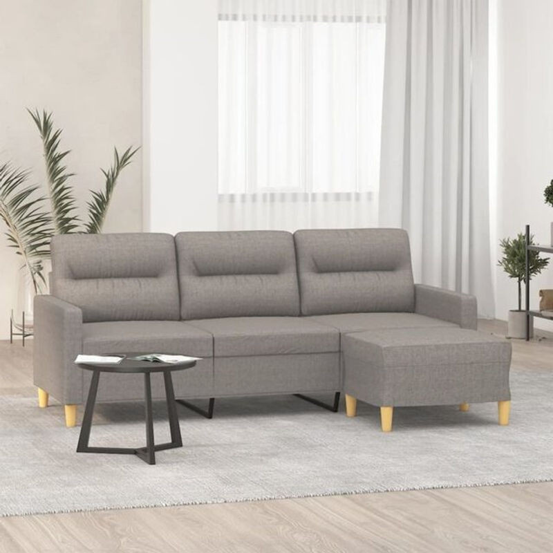 vidaxl 3-Sitzer-Sofa mit Hocker in Taupe meliert, modernes Polstersofa aus Stoff und Metall - Bild 1