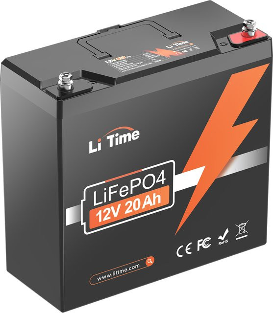 LiTime 12V 20Ah LiFePO4 Tiefenentladungsbatterie mit integriertem BMS in Schwarz - Bild 1