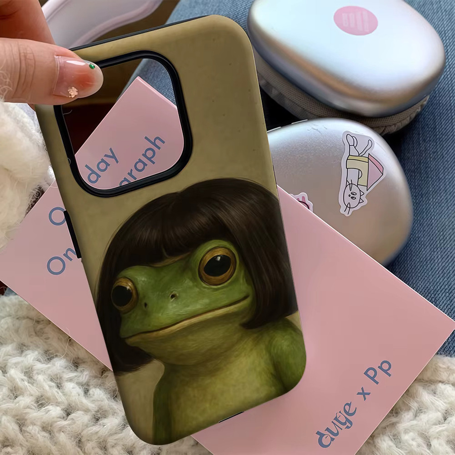 Wigged Funny Frog Handyhülle für iPhone 17 16 15 14 13 12 11 Pro Max Plus mit doppelschichtiger Rückseite - Bild 5