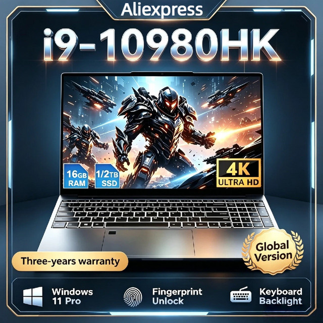 Gaming-Laptop 14,1 Zoll mit Intel Core i9-10980HK, 32 GB RAM, 2 TB SSD, Windows 11 Pro, FHD 1920 x 1080, Silber - Bild 1