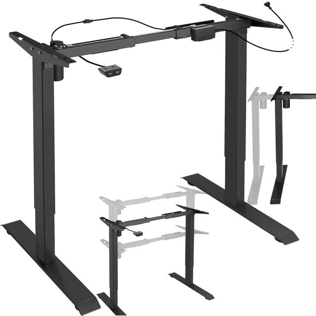 tectake Tischgestell elektrisch höhenverstellbar und breitenverstellbar Schwarz B/T/H: 85 - 129 x 65 x 71 - 121 cm - Bild 1