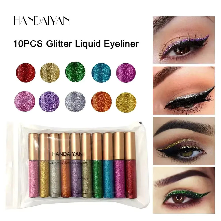 Handaiyan Eyeliner-Set, flüssig, Metallic, 10-teilig, Unisex - Bild 2