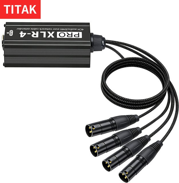 TITAK 4CH XLR zu RJ45 Extender PRO XLR-4 Mini Audio-DMX-Kabel in Schwarz, Länge: 0,7 m - Bild 1