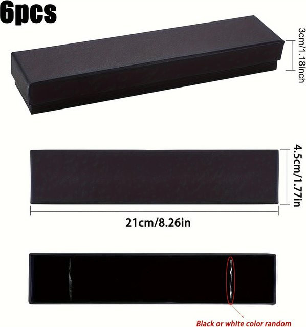 6er-Set rechteckige Schmuckschachteln aus Kraftpapier in Schwarz für Halsketten und Armbänder - Bild 1