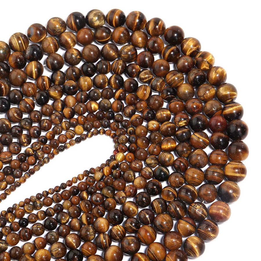 louleur Perlen Tigerauge, Gelb, Runde Perlen, Unisex - Bild 4