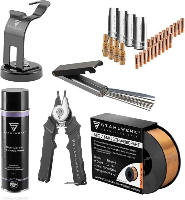 STAHLWERK MIG/MAG Schweißgerät AK15/Mb15 Starter Set in Schwarz - Bild 1