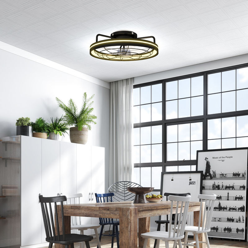 HOMCOM Deckenventilator mit LED-Beleuchtung in Schwarz, Ø 48 cm, dimmbar mit Fernbedienung, Timer und 6 Geschwindigkeiten - Bild 2