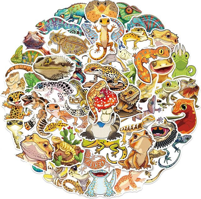 Rspctou Tier-Eidechsen Cartoon-Aufkleber, Sticker-Set - Bild 1