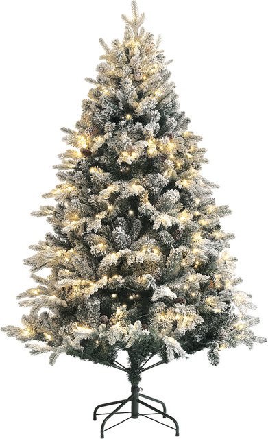 HOMCOM Künstlicher Weihnachtsbaum mit Kunstschnee und Stahlständer, Grün, Höhe: 180 cm - Bild 1