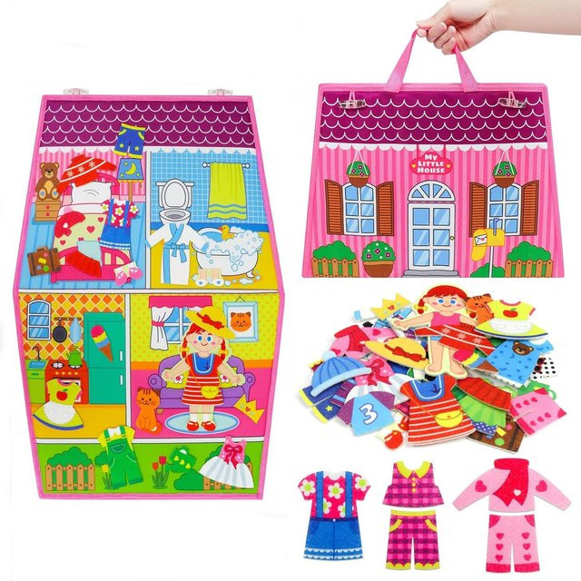 Kidsly Kleinkind Dress Up Haus Busy Board, Filz, ab 3 Jahre, Mädchen - Bild 1