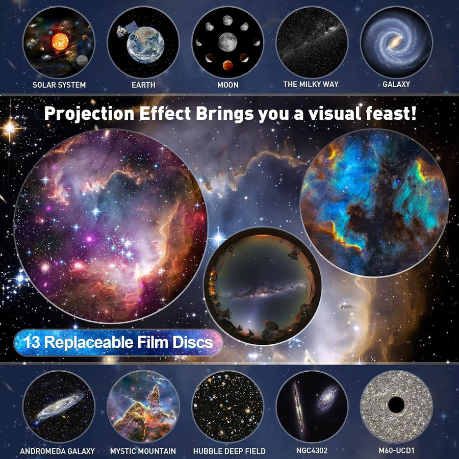 GHUSTAR Galaxy-Projektor 12-in-1 Planetarium-Sternprojektor mit 360°-Projektion und Timer, Weiß - Bild 2