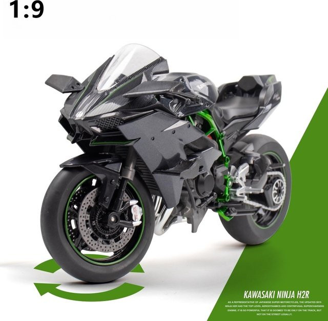 Kawasuki Ninja H2R H2, Motorrad Modell, 1:9, Metall, mit Sound und Licht - Bild 1