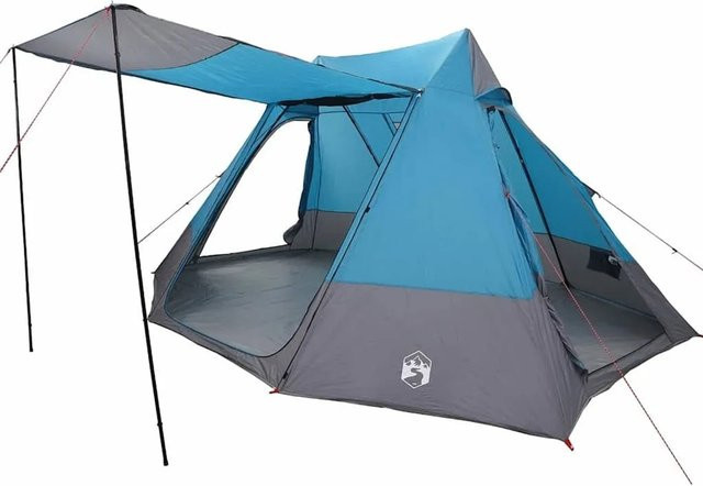 vidaXL Campingzelt mit Dach und Speicher in Blau, B/T/H: 482 x 360 x 227 cm - Bild 1