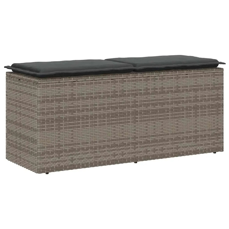Furnicato Gartenbank aus Poly-Rattan mit Kissen in Grau, B/T/H: 110 x 40 x 44 cm - Bild 2