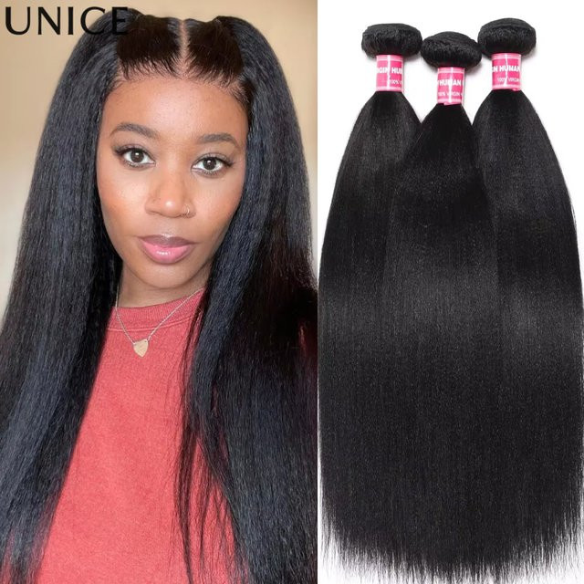 UNice Hair Yaki Glattes Echthaar, 100 g, zum Einnähen, Unisex - Bild 1