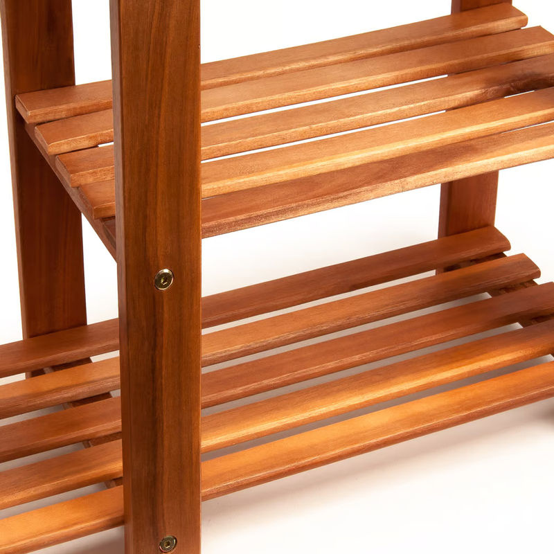 Casaria Schuhregal 2in1 aus Akazienholz in Braun, B/T/H: 87 x 30 x 45 cm - Bild 4