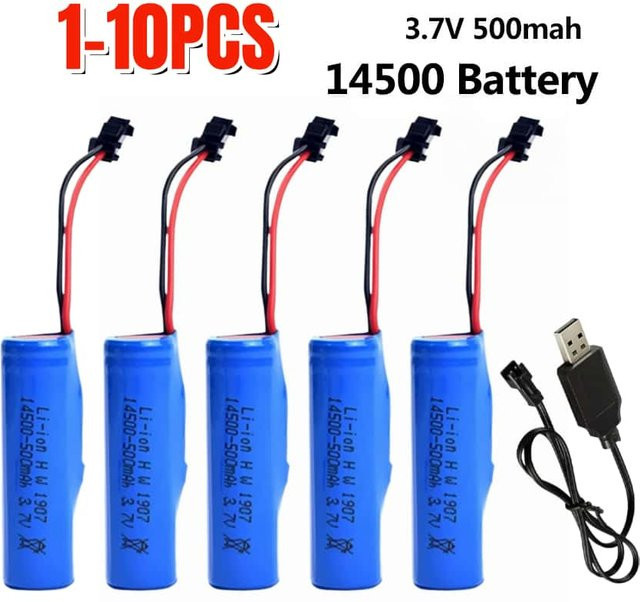 NDNNAS Li-Ionen-Akku 14500 3,7V 500mAh mit SM-2P-Stecker in Blau für Spielzeugzubehör - Bild 1