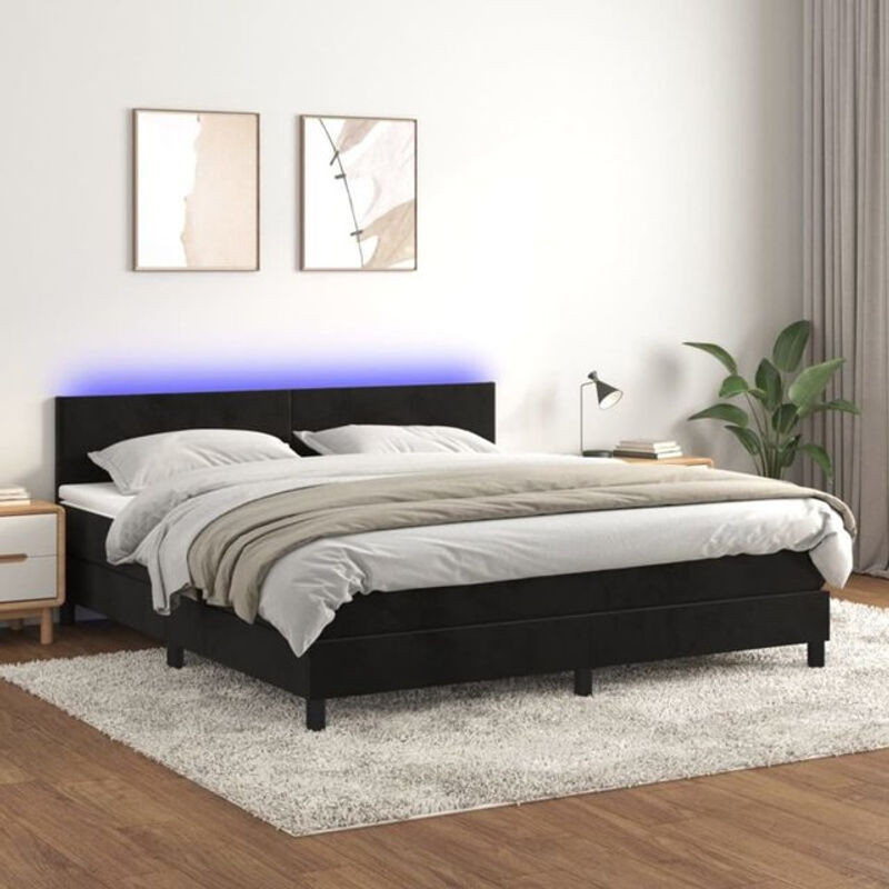 Vidaxl Boxspringbett mit Matratze in Schwarz aus Samt, Modernes Design, B/T/H: 160 x 200 x 78 cm - Bild 1