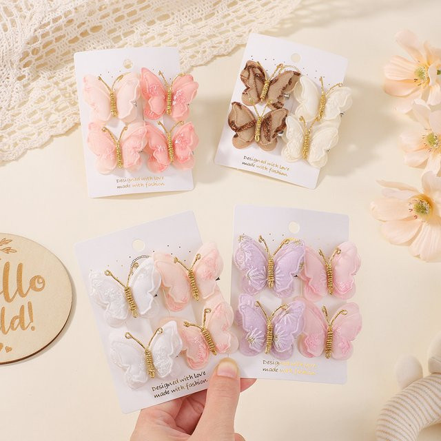 Baby Bows Schmetterling-Haarspangen mit Haarschleifen, 4 Stück, Kinder - Bild 1