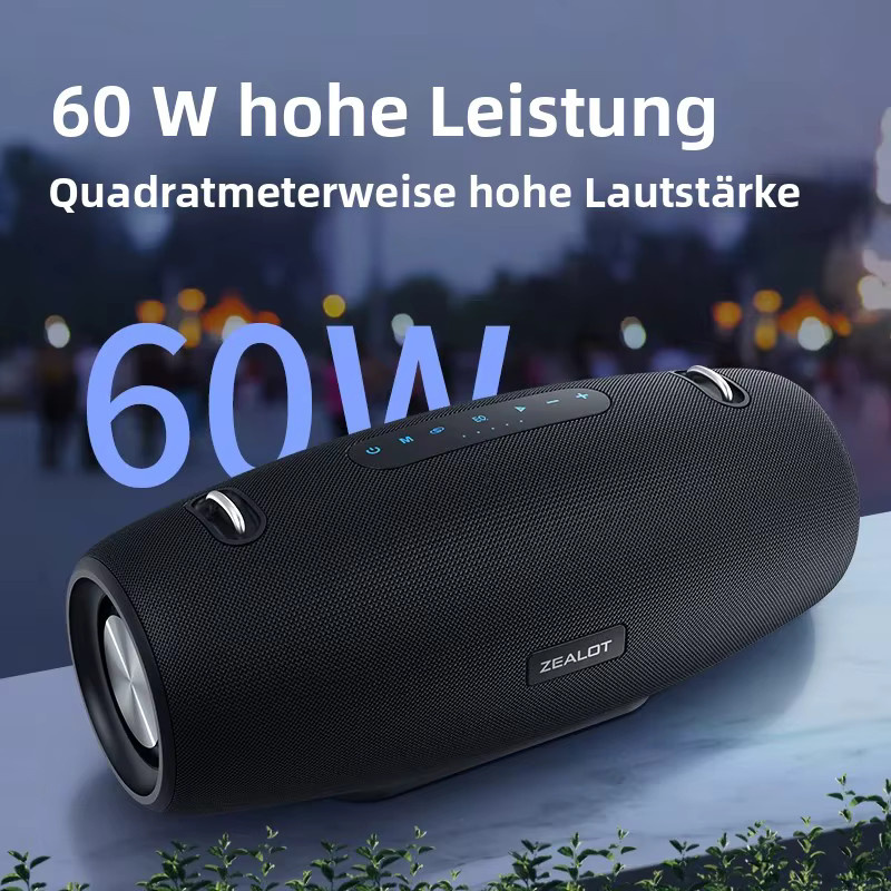Zealot S67 Tragbarer Bluetooth-Lautsprecher mit 60W Leistung und Bass in Schwarz - Bild 3