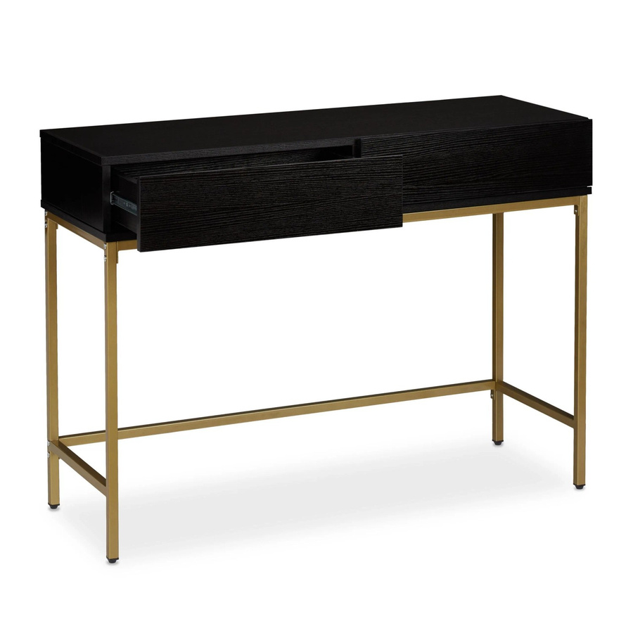 Relaxdays Konsolentisch aus Metall in Schwarz und Gold mit 2 Schubladen, modern, B/T/H: 110 x 40 x 80 cm - Bild 2