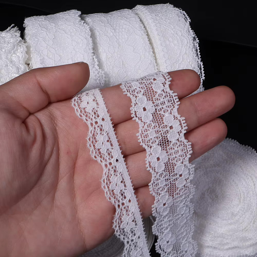 Weißes elastisches Spitzenband für DIY-Dekorationen, Geschenkverpackungen und zum Nähen von Kleidung, 5 Yards/Lot - Bild 2