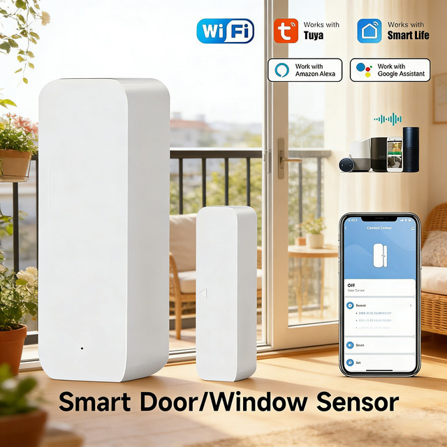 Tuya WiFi Türsensor und Fenster-Einbruchmelder in Weiß für Smart Life APP zur Fernsteuerung - Bild 1